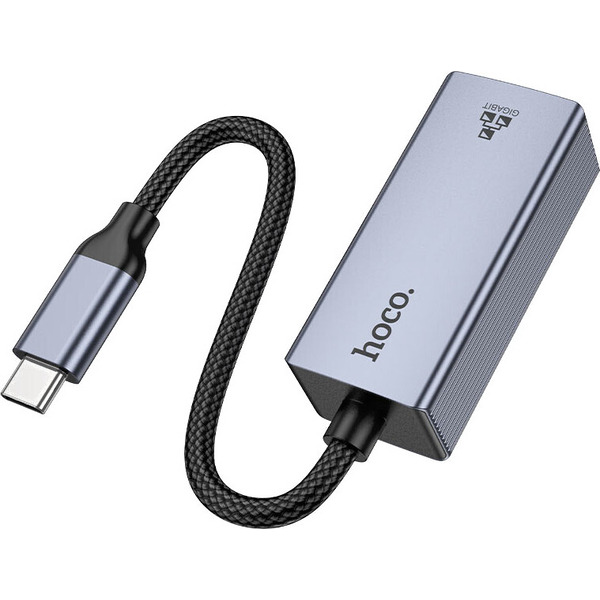 Адаптер Hoco UA37 USB Type-C - RJ45 (0.12 м, металлик)
