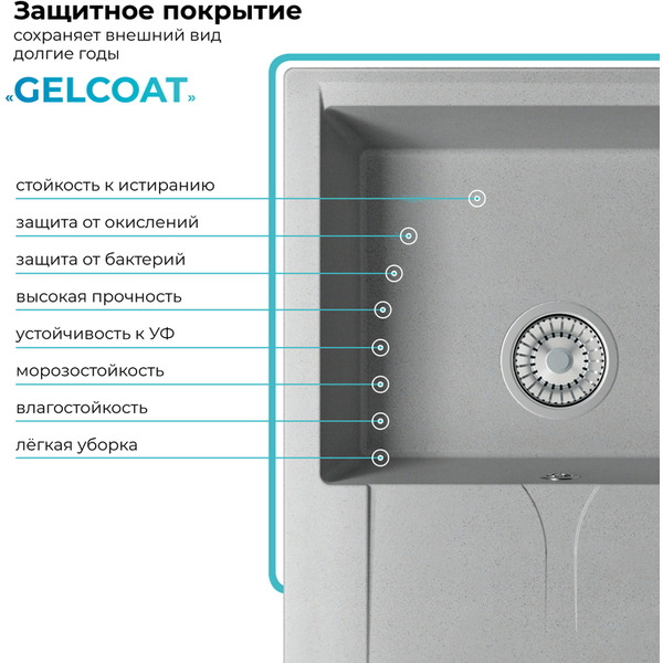 Мойка кухонная Polygran Gals 620 (серый)