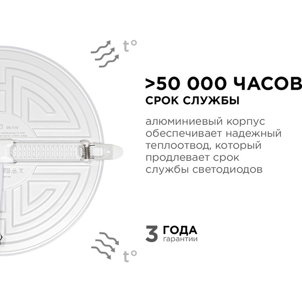 Панель светодиодная встраиваемая APEYRON 06-110