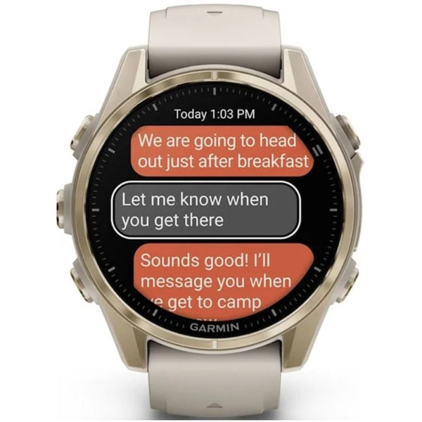 Умные часы Garmin Fenix 8 Sapphire 43мм (золотистый, дымчато-серый ремешок)