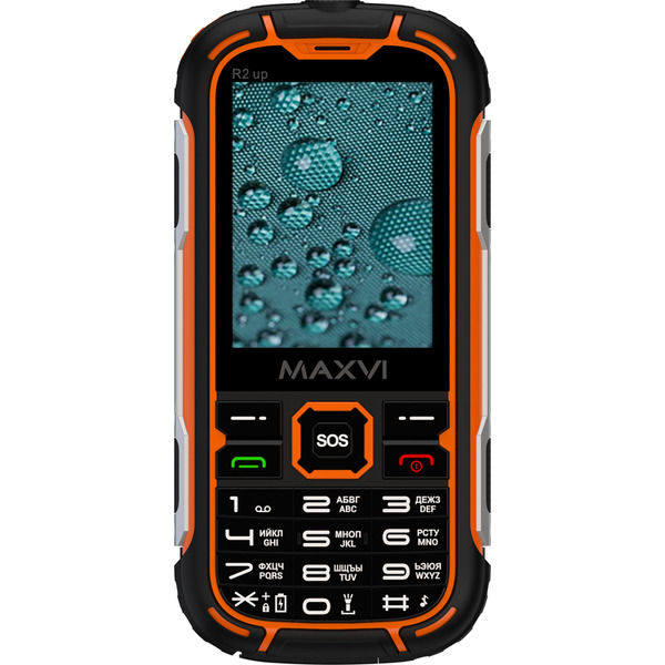 Мобильный телефон Maxvi R2 up + ЗУ WC-112 (черный/оранжевый)