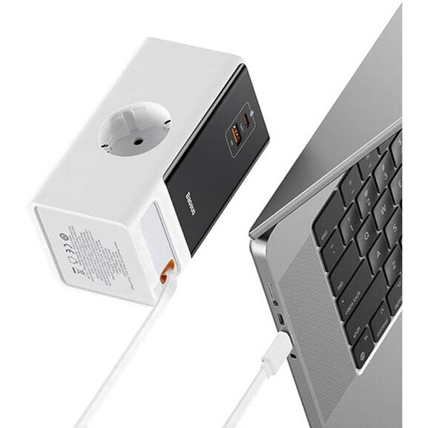 Сетевое зарядное Baseus PowerCombo Digital PowerStrip 2AC+1U+1C+Retractable-C 65W PSLR000602 (белый)