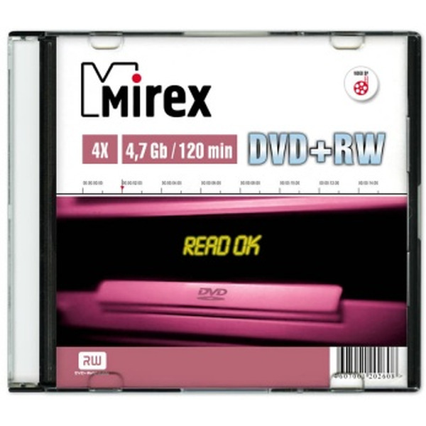 DVD+RW диск MIREX 4.7Gb 4x Mirex slim UL130022A4S