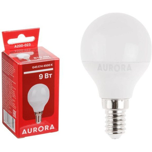 Лампа светодиодная AURORA G45 E14 9Вт 4500K (A200-023)