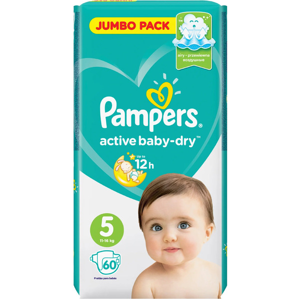 Подгузники PAMPERS Active Baby-Dry Junior (11-16 кг) Джамбо (60 шт)