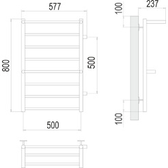 Полотенцесушитель TERMINUS Аврора П8 500х800 (с 2 полками и боковым подключением 500)