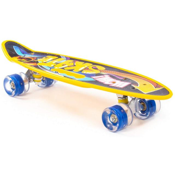 Доска роликовая Полесье 89557 (59 см) жёлтая с наклейкой и синими колёсами