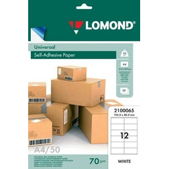 Бумага Lomond самоклеющаяся 12 делений А4 70 г/кв.м. 50 листов (2100065)