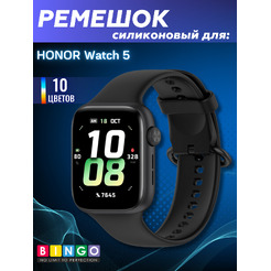 Ремешок BINGO Silicone Buckle для HONOR Watch 5 (черный)