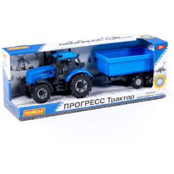 Трактор Полесье Прогресс с прицепом 91277 (синий)