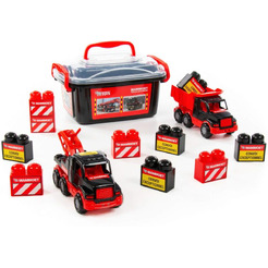 Автомобиль-самосвал Полесье 57143 215-01 MAMMOET+ автомобиль-эвакуатор + конструктор (10 элементов)