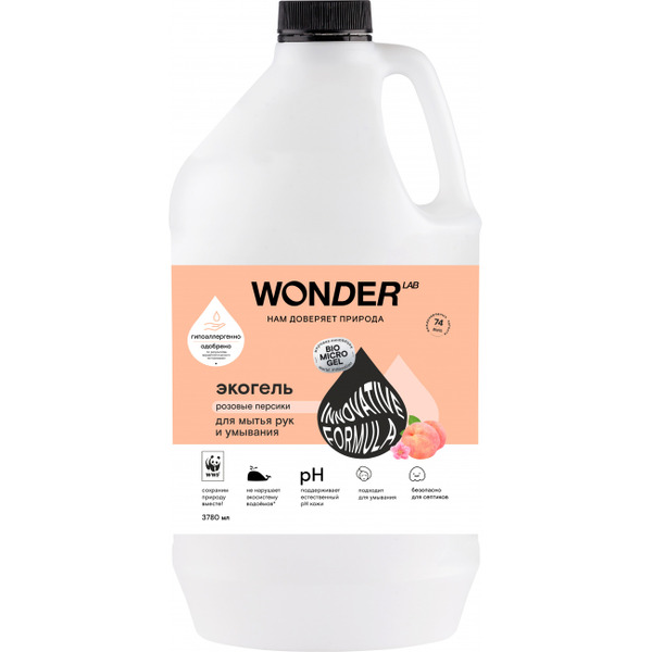 Экогель для рук и умывания WONDER LAB Розовые персики 3,78 л