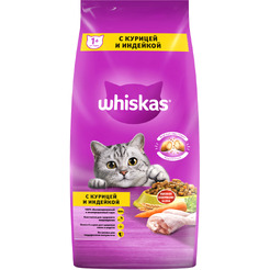 Сухой корм для кошек Whiskas Вкусные подушечки с нежным паштетом с курицей и индейкой 5кг