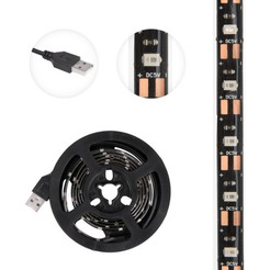 Лента светодиодная LAMPER 141-384 5В, SMD2835 зеленый, 8мм, 1м черная, IP65