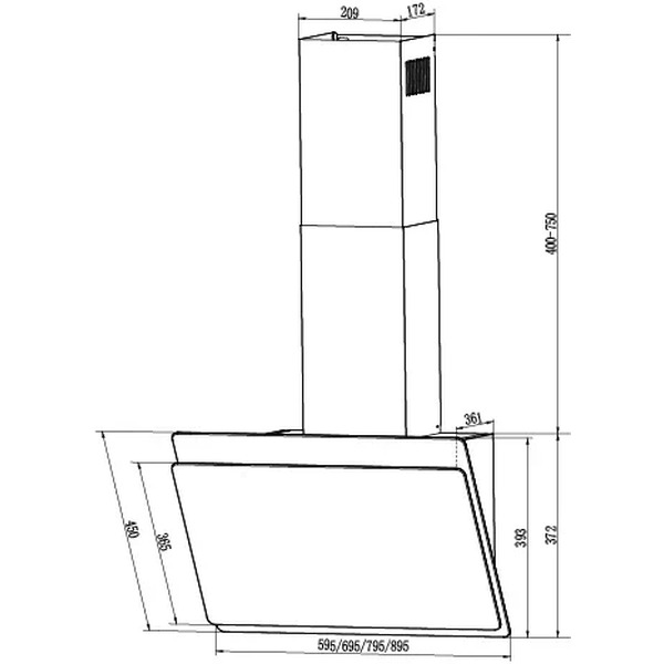 Кухонная вытяжка FABER TOCCO BK 50 черный/черное стекло 330.0702.952