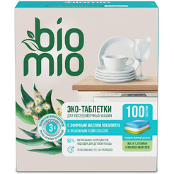 Таблетки для посудомоечной машины BioMio All-in-One с эфирным маслом эвкалипта (100 шт)