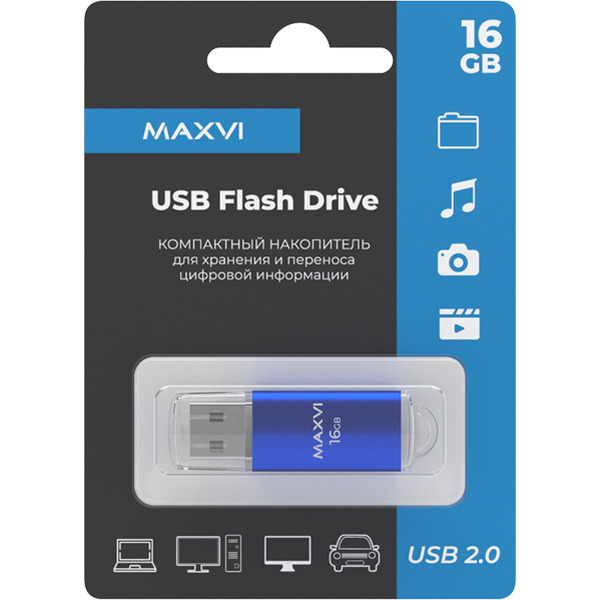 USB флеш-накопитель Maxvi MP 16GB 2.0 blue