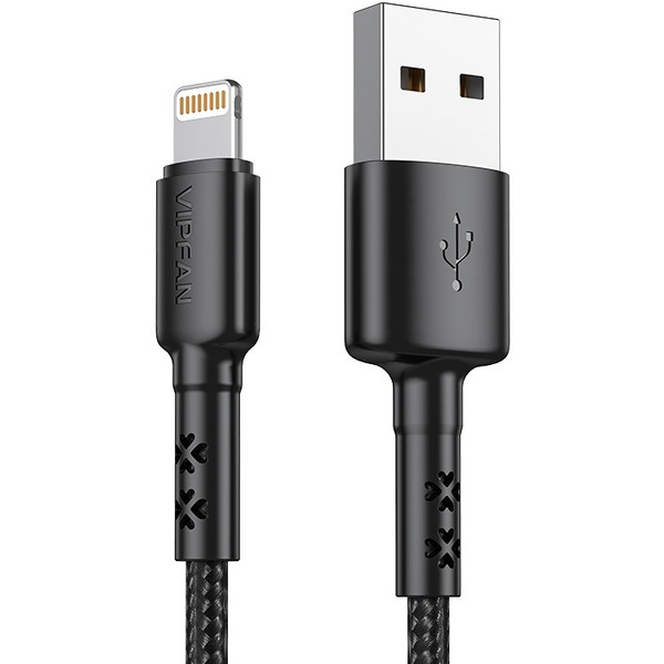 Кабель VIPFAN X02 USB-Lightning 3A 1.8 м (черный)