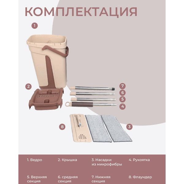 Швабра и ведро с отжимом SKIPER MOP-S-10
