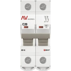 Выключатель автоматический EKF Averes AV-6 2P 20A (C) 6kA