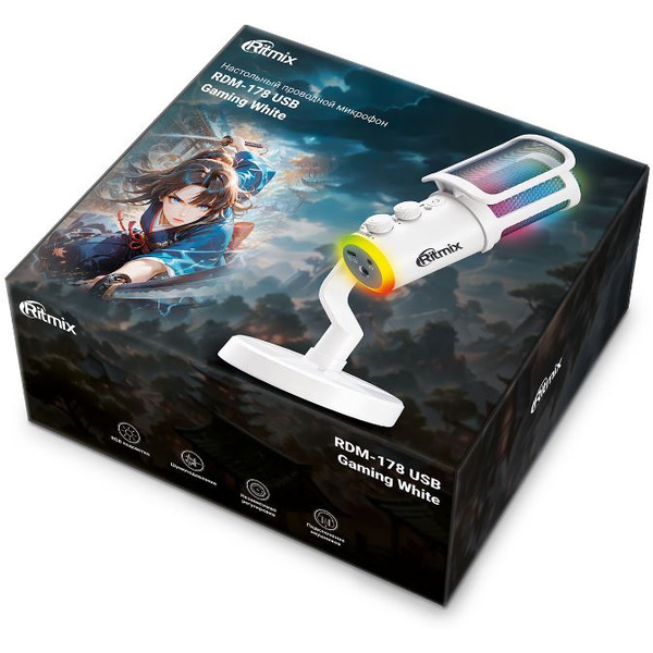 Микрофон Ritmix RDM-178 USB Gaming (белый)