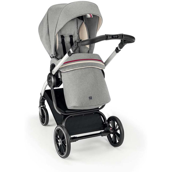 Универсальная коляска CAM Milano (2 в 1, бордовые полосы/серебряный блеск)