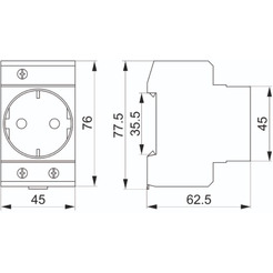 Розетка IEK РАр10-3-ОПс заземлением на DIN-рейку