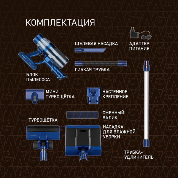 Пылесос Weissgauff V14 BLDC 500 Argento Aqua Turbo