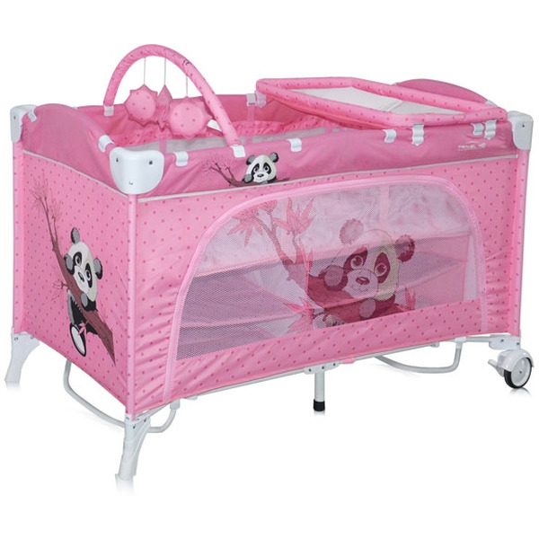 Манеж-кровать LORELLI Travel Kid 2 Rocker Pink Panda