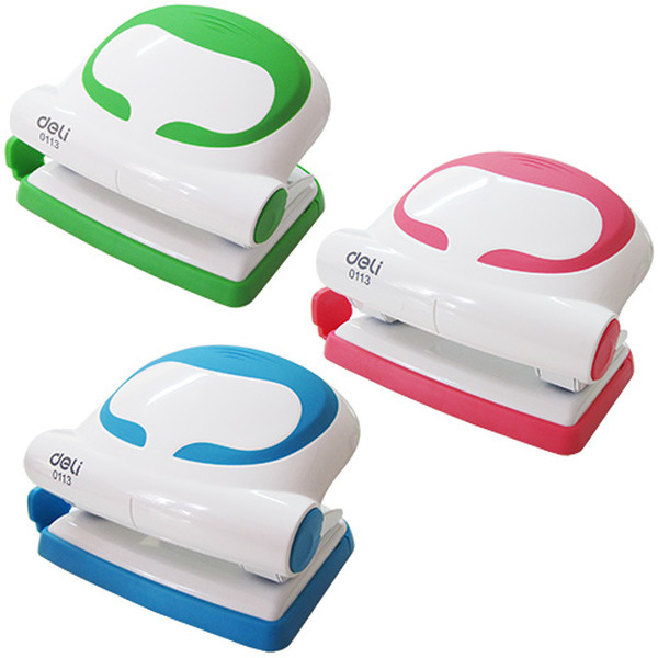 Дырокол Deli Vivid 0113 20 листов (белый/зеленый)