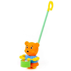 Игрушка-каталка Полесье Медвежонок с ручкой 96654