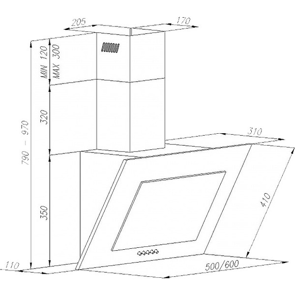 Вытяжка MAUNFELD Tower CS 60 (нержавеющая сталь\черное стекло)