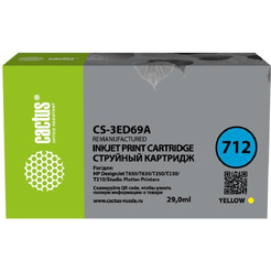 Картридж струйный Cactus CS-3ED69A 712 желтый (29мл) для HP DJ T230/T630/T650