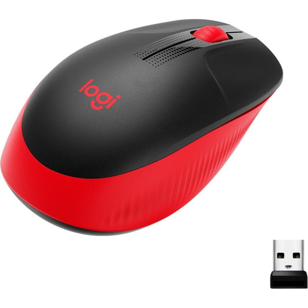 Мышь Logitech M190 (черный/красный)