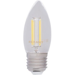 Лампа филаментная REXANT 604-090 Свеча CN35 7,5Вт 600Лм 4000K E27 диммируемая, прозрачная колба