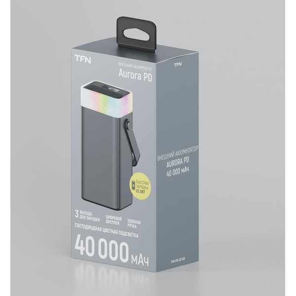 Внешний аккумулятор TFN Apollo 40000mAh RGB (TFN-PB-337-GR (серый)