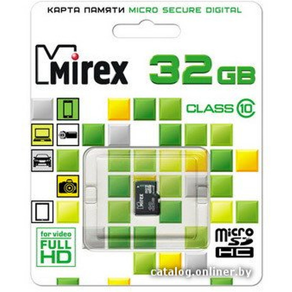 Карта памяти Mirex microSDHC (Class 10) 32GB (13612-MC10SD32)