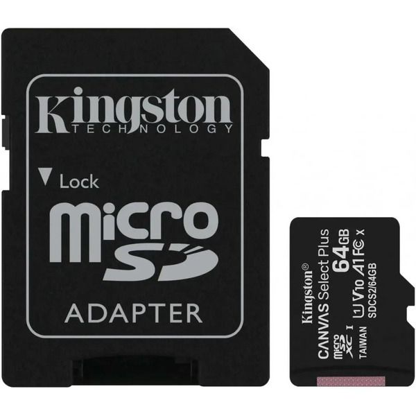 Карта памяти Kingston Canvas Select Plus microSDXC 64GB SDCS2/64GB (с адаптером)