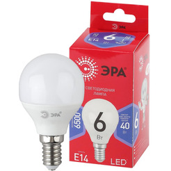 Led p45-6w-865-e14 r Лампочка светодиодная шар (диод, шар, 6вт, хол, e14) ЭРА