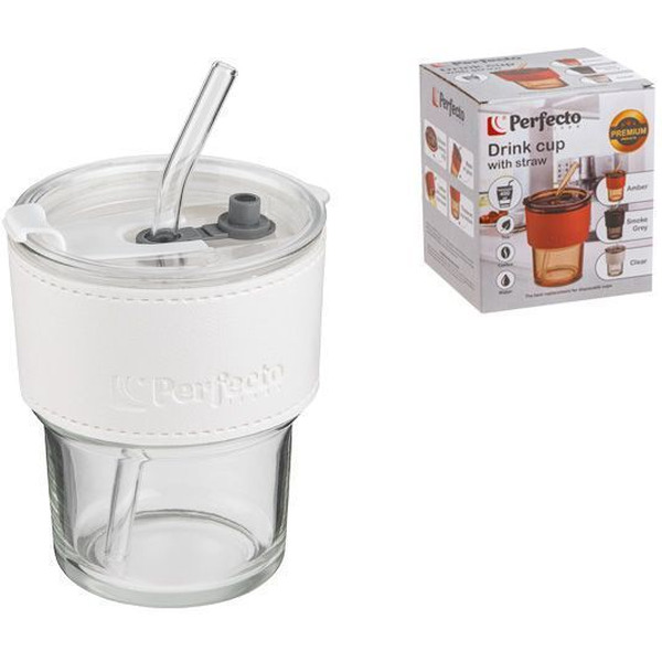 Стакан с трубочкой Perfecto Linea Clear 30-400301