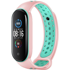 Ремешок Bingo Sport для Xiaomi Mi Band 5/6 Розовый с мятой