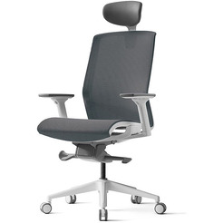 Кресло д/руководителя BESTUHL J15 (бел. рама,спинка-сетка, сид-сетка,темно-серый)
