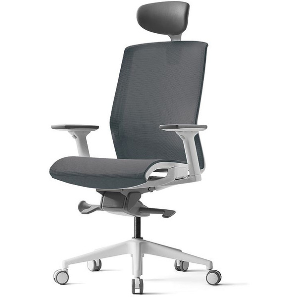 Кресло д/руководителя BESTUHL J15 (бел. рама,спинка-сетка, сид-сетка,темно-серый)