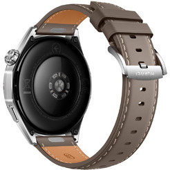 Смарт-часы HUAWEI Watch GT 6 46mm (ATM-B19) серебристый, с коричневым кожаным ремешком