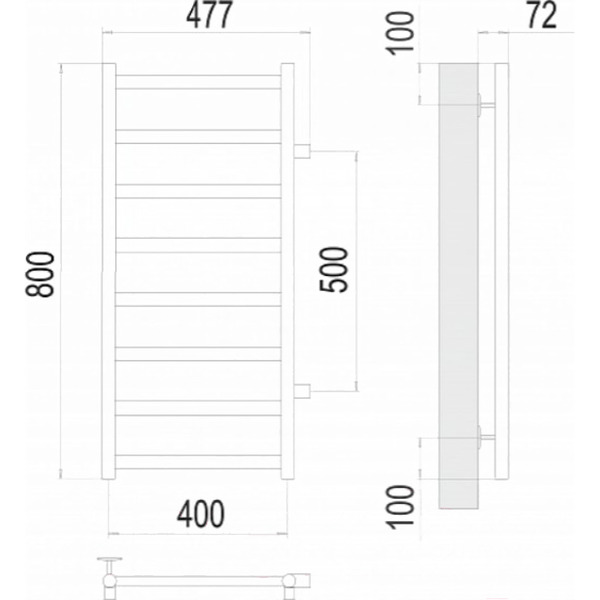 Полотенцесушитель TERMINUS Аврора П8 400x800 бп 500 (хром)
