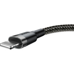 Кабель Baseus CALKLF-AG1 (cafule For lightning 2.4A 0.5M, серый+черный)