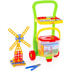 Игровой набор Полесье Тележка Caddie с конструктором Изобретатель (Набор №542) 54401