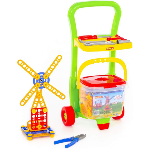 Игровой набор Полесье Тележка Caddie с конструктором Изобретатель (Набор №542) 54401