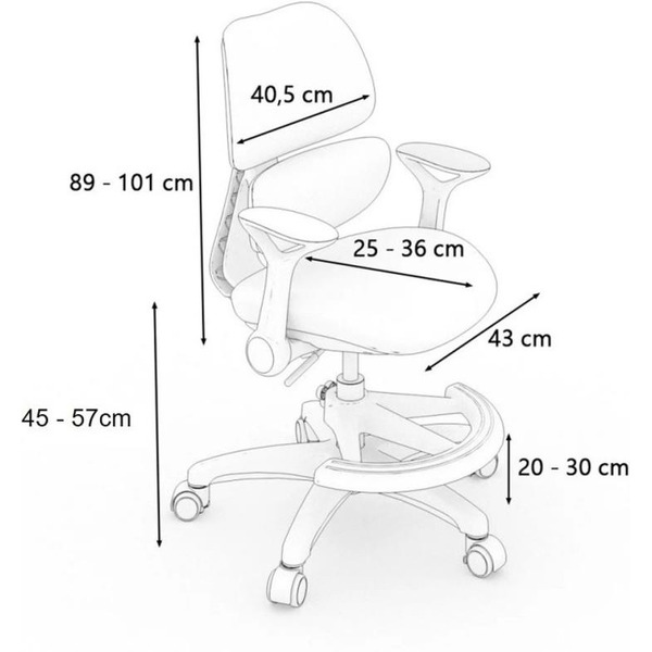 Стул регулируемый Ergosmart Antey GREY/чехол T14 GREEN