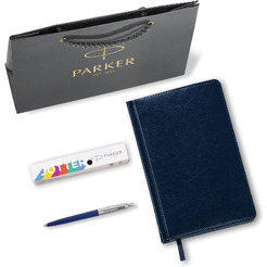 Ручка PARKER Jotter Plastic CT (корпус синий, ежедневник А5 синий, пакет) 880896